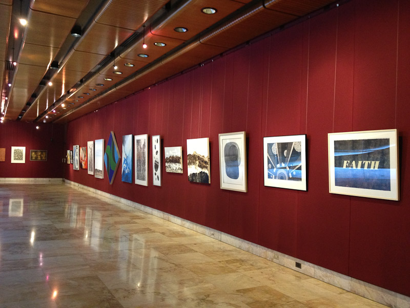 South wall with works by Biruta Clark, Andra Krūmiņa, Walter Barda, Haralds Noritis, Ieva Deksne, Alda Rudzis, Jānis John Supe, Imants Tillers